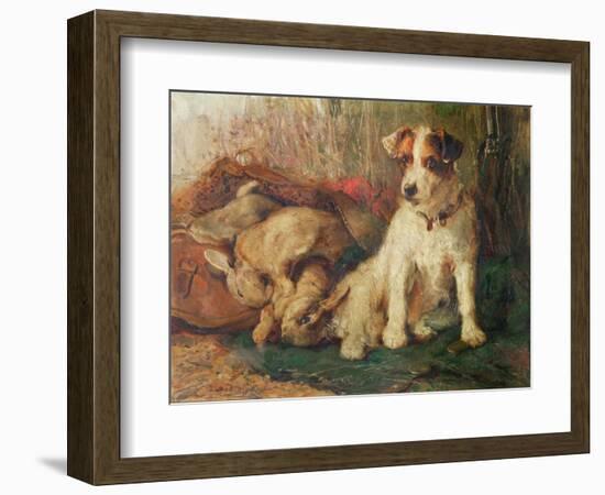 Left in Charge - a Fox Terrier with Game-Philip Eustace Stretton-Framed Giclee Print