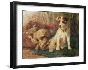 Left in Charge - a Fox Terrier with Game-Philip Eustace Stretton-Framed Giclee Print