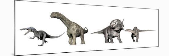 Left to Right: Suchomimus, Argentinosaurus, Zuniceratops, Dicraeosaurus-null-Mounted Premium Giclee Print