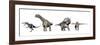 Left to Right: Suchomimus, Argentinosaurus, Zuniceratops, Dicraeosaurus-null-Framed Art Print