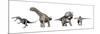 Left to Right: Suchomimus, Argentinosaurus, Zuniceratops, Dicraeosaurus-null-Mounted Art Print