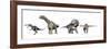 Left to Right: Suchomimus, Argentinosaurus, Zuniceratops, Dicraeosaurus-null-Framed Art Print