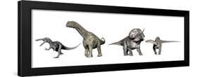 Left to Right: Suchomimus, Argentinosaurus, Zuniceratops, Dicraeosaurus-null-Framed Art Print