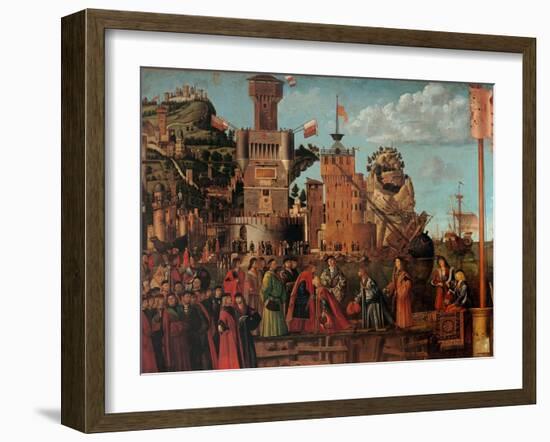 Legend of St. Ursula. Meeting and Departure of the Betrothed-Vittore Carpaccio-Framed Art Print