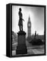 Legendary Clock Tower Big Ben Framed by Statues of Lord Palmerston and Jan Smuts-Alfred Eisenstaedt-Framed Stretched Canvas