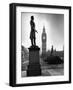 Legendary Clock Tower Big Ben Framed by Statues of Lord Palmerston and Jan Smuts-Alfred Eisenstaedt-Framed Photographic Print