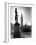 Legendary Clock Tower Big Ben Framed by Statues of Lord Palmerston and Jan Smuts-Alfred Eisenstaedt-Framed Photographic Print