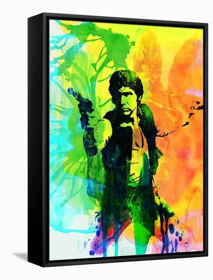 Legendary Han Solo Watercolor-Olivia Morgan-Framed Stretched Canvas
