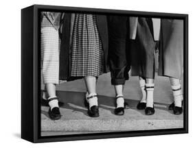 Legs and Feet with Dog Collar Anklets-Roger Higgins-Framed Stretched Canvas