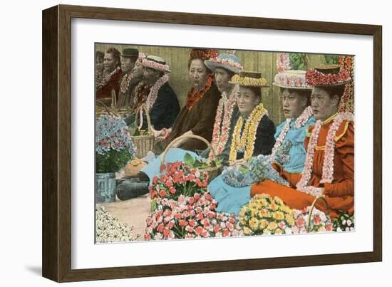 Lei Vendors, Hawaii-null-Framed Art Print