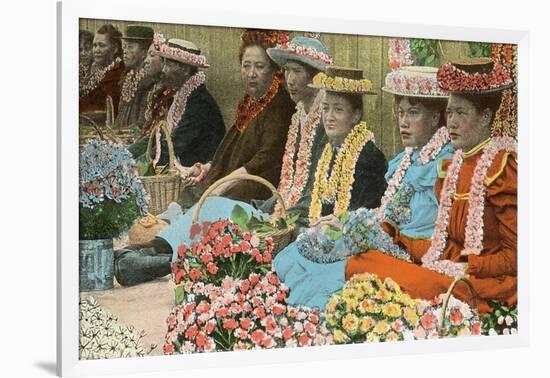 Lei Vendors, Hawaii-null-Framed Art Print