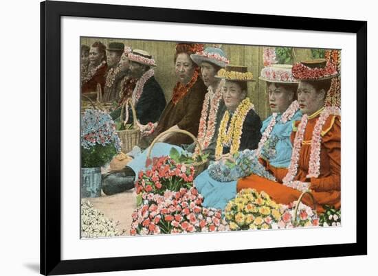 Lei Vendors, Hawaii-null-Framed Art Print