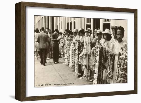 Lei Vendors, Honolulu, Hawaii-null-Framed Art Print