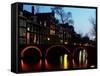 Leidsegracht at Dusk in Amsterdam in the Netherlands-null-Framed Stretched Canvas