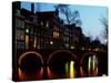 Leidsegracht at Dusk in Amsterdam in the Netherlands-null-Stretched Canvas