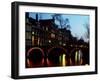 Leidsegracht at Dusk in Amsterdam in the Netherlands-null-Framed Premium Photographic Print