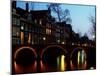 Leidsegracht at Dusk in Amsterdam in the Netherlands-null-Mounted Premium Photographic Print