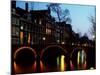 Leidsegracht at Dusk in Amsterdam in the Netherlands-null-Mounted Photographic Print