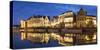 Leie Canal at dusk, Ghent, Flanders, Belgium-Ian Trower-Stretched Canvas