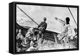 Leif Ericson Discovering America-Per Krohg-Framed Stretched Canvas
