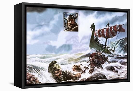 Leif Ericsson's Discovery of North America-Oliver Frey-Framed Stretched Canvas