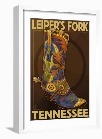 Leiper's Fork, Tennessee - Cowboy Boot-Lantern Press-Framed Art Print