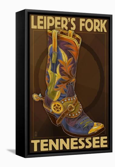 Leiper's Fork, Tennessee - Cowboy Boot-Lantern Press-Framed Stretched Canvas