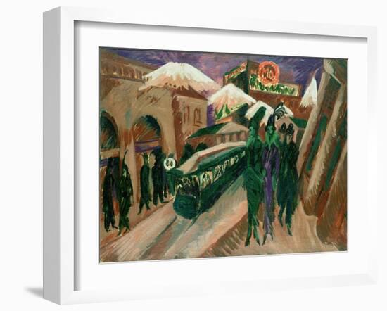 Leipzig Street with Electric Tram, 1914-Ernst Ludwig Kirchner-Framed Giclee Print