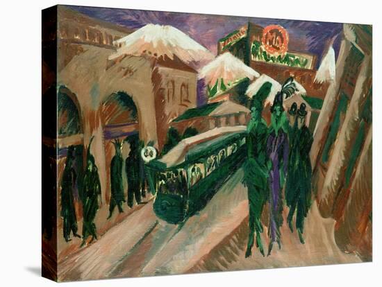 Leipzig Street with Electric Tram, 1914-Ernst Ludwig Kirchner-Stretched Canvas