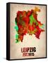 Leipzig Watercolor Poster-NaxArt-Framed Stretched Canvas