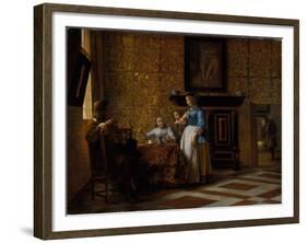 Leisure time in an elegant Setting, c.1663-65-Pieter de Hooch-Framed Giclee Print