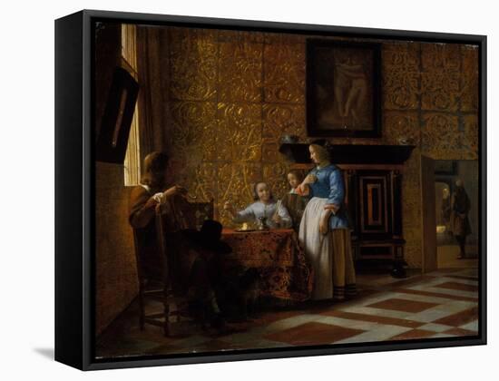 Leisure time in an elegant Setting, c.1663-65-Pieter de Hooch-Framed Stretched Canvas