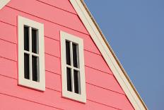 Gable Roof with White Windows on Wooden House-leisuretime70-Framed Stretched Canvas