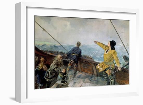 Leiv Eiriksson Discovers America-Christian Krohg-Framed Giclee Print