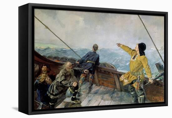 Leiv Eiriksson Discovers America-Christian Krohg-Framed Stretched Canvas