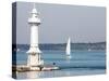 Leman Lake Lighthouse, Lake Geneva, Geneva, Switzerland, Europe-Godong-Stretched Canvas