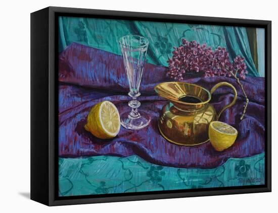 Lemon and Lilac 2020 (oil on canvas)-Tilly Willis-Framed Stretched Canvas