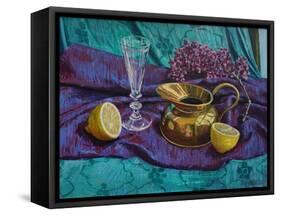 Lemon and Lilac 2020 (oil on canvas)-Tilly Willis-Framed Stretched Canvas