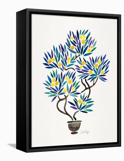 Lemon Bonsai Orange-Cat Coquillette-Framed Stretched Canvas