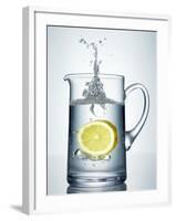 Lemon Falling into Jug of Water-Petr Gross-Framed Photographic Print