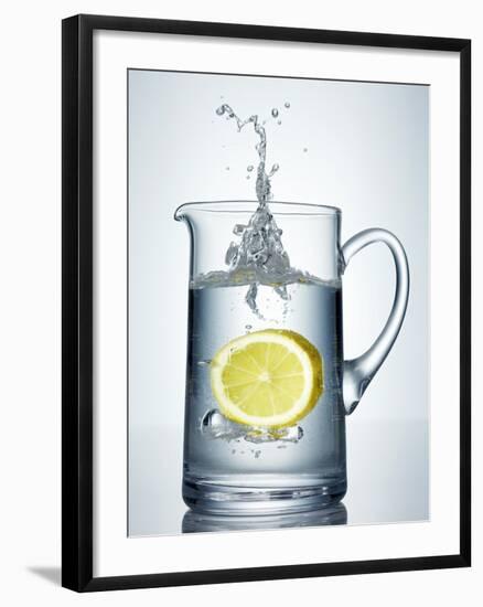 Lemon Falling into Jug of Water-Petr Gross-Framed Photographic Print