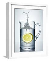 Lemon Falling into Jug of Water-Petr Gross-Framed Photographic Print