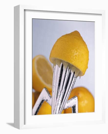 Lemon Half on Metal Juicer-Alexander Feig-Framed Photographic Print