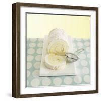 Lemon Meringue Roulade with Icing Sugar, a Slice Cut-Dave King-Framed Photographic Print