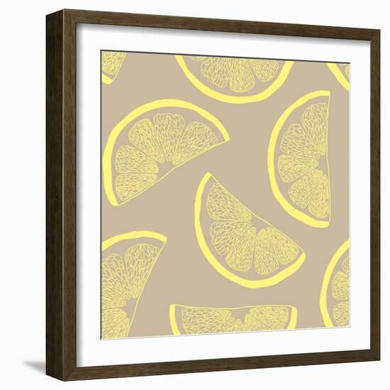 Lemon Seamless Pattern-Kseniia Romanova-Framed Art Print