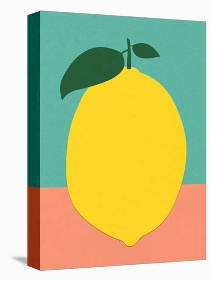 Lemon with Two Leaves-Rosi Feist-Stretched Canvas