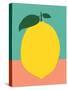 Lemon with Two Leaves-Rosi Feist-Stretched Canvas