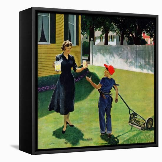 "Lemonade for the Lawnboy", May 14, 1955-George Hughes-Framed Stretched Canvas