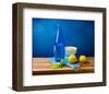 Lemons and Bottle Still Life-null-Framed Premium Giclee Print