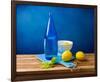 Lemons and Bottle Still Life-null-Framed Premium Giclee Print